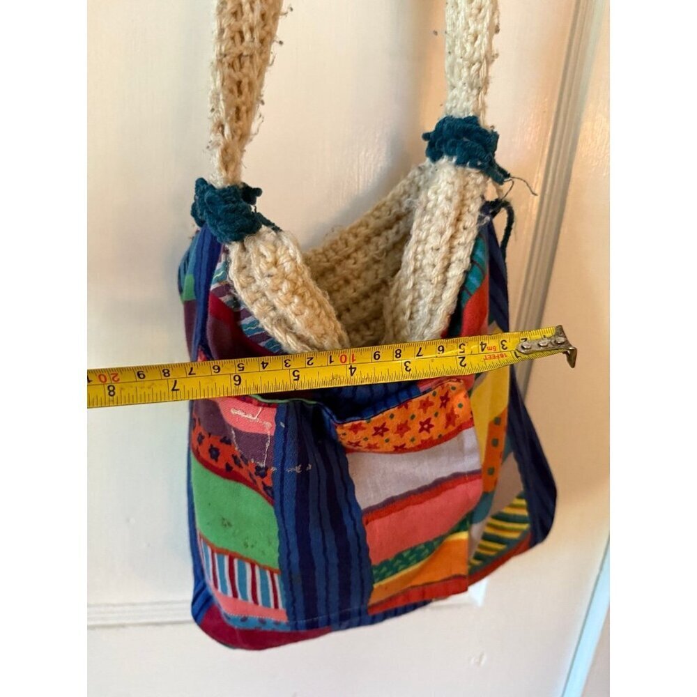 Reversible Patchwork & Crochet Strap Boho Bag - image 6